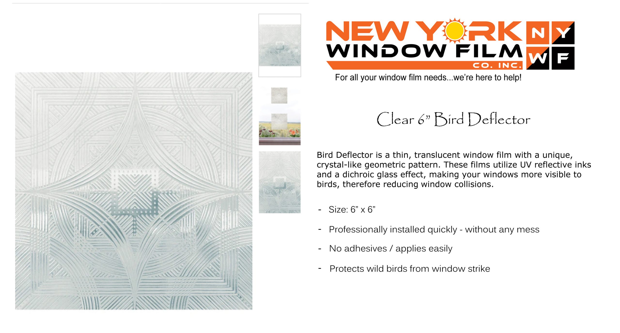 Clear 6" Bird Deflector 